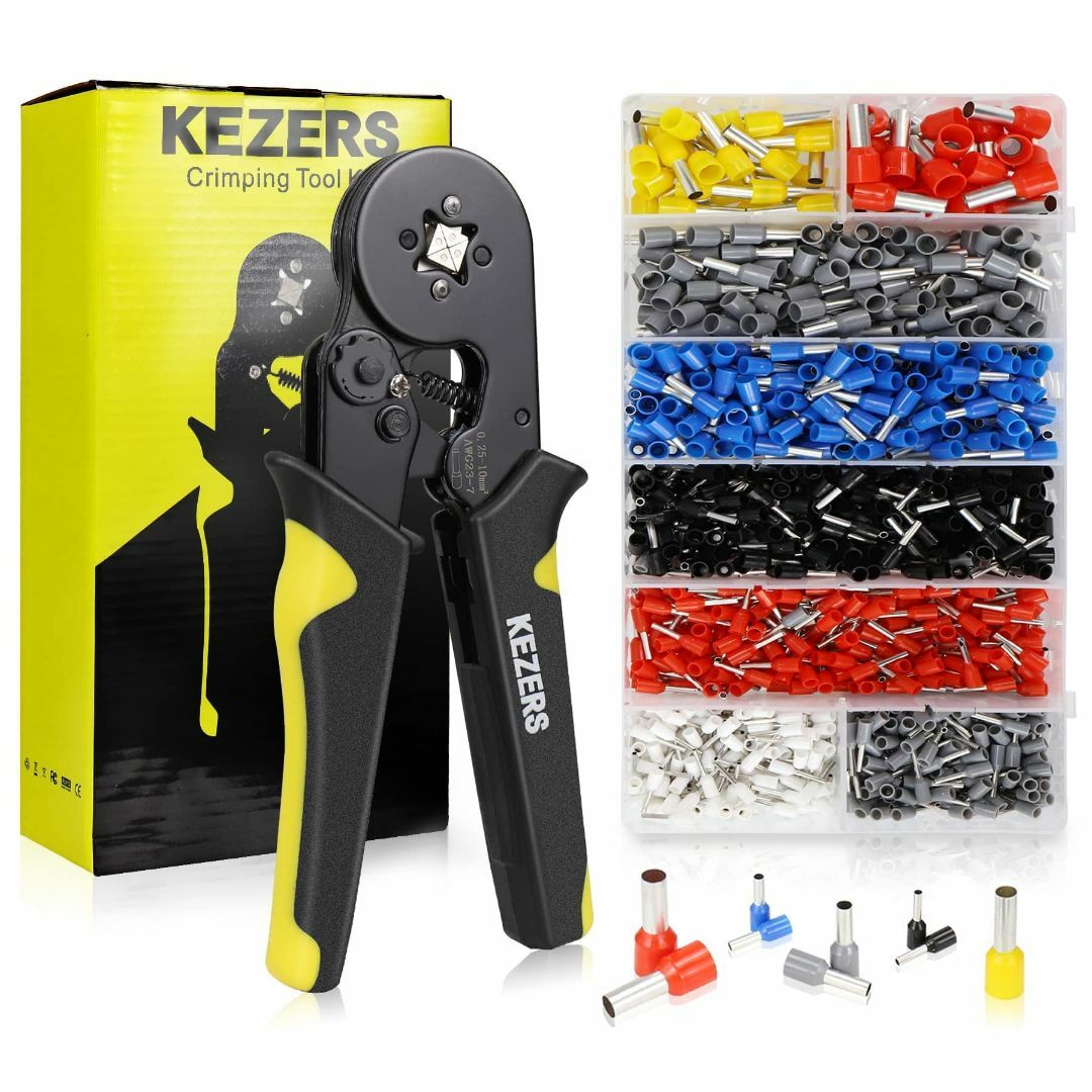 KEZERS 精密圧着ペンチセット 1250PCS フェルール圧着工具 四角 KEZERS 精密圧着ペンチセット 1250PCS フェルール圧着工具 四角