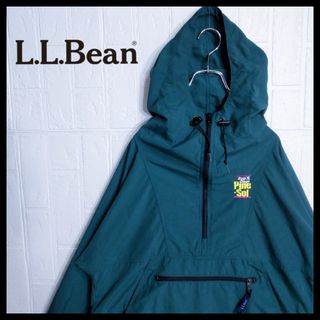 LLBEAN メンズL パーカー　エルエルビーン　ロゴ　ワンポイント　緑色