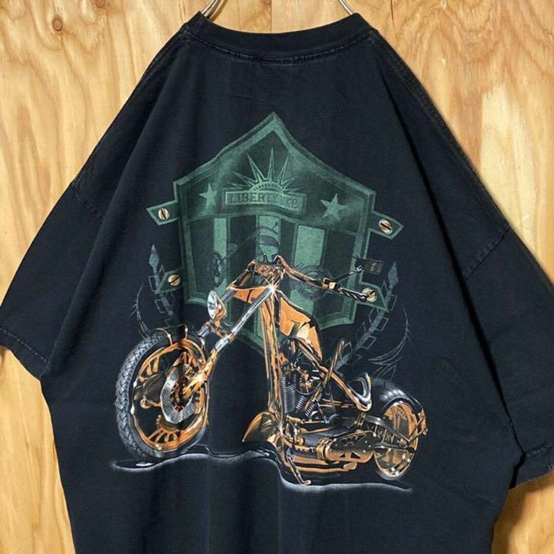 USA 90s 半袖 Tシャツ ブラック 黒 バイク サンセット アメリカン