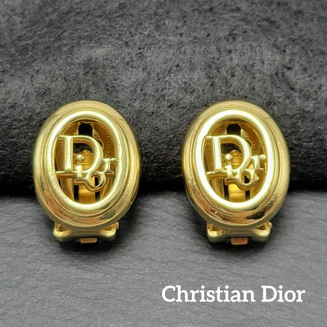 美品】Christian Dior イヤリング トロッター オーバル ゴールド-