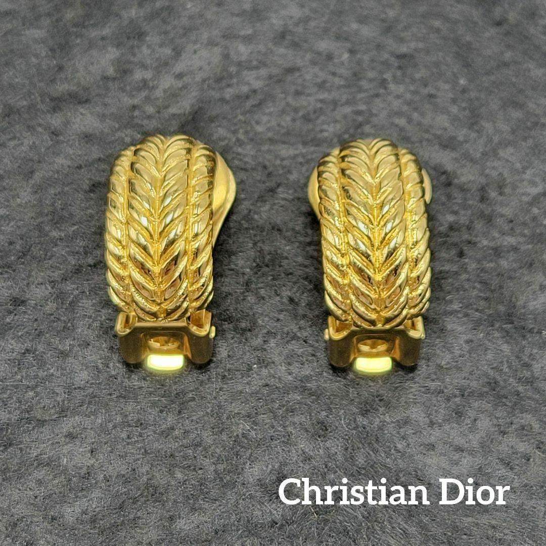 【極美品】Christian Dior イヤリング 羽  シンプル ゴールドイヤリング