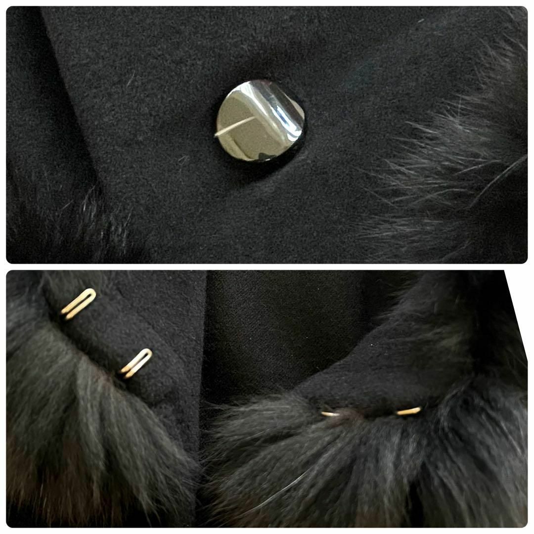 SOLEIL(ソレイユ)のSOLEIL✨アンゴラ100%✨ブルーFOX ファー　ポンチョ　ケープ　ブラック レディースのジャケット/アウター(ポンチョ)の商品写真