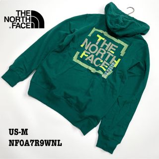 ザノースフェイス(THE NORTH FACE)の【新品】US-M ノースフェイス パーカー スウェット グラフィック 裏起毛 緑(パーカー)