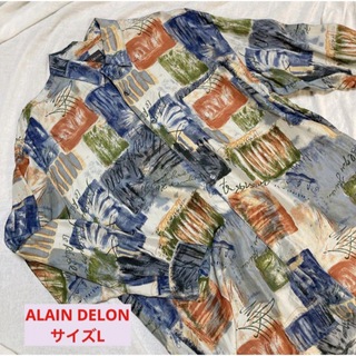 アランドロン(Alain Delon)のアランドロン シルク100% 総柄 デザインシャツ とろみ感 大きいサイズ(シャツ)
