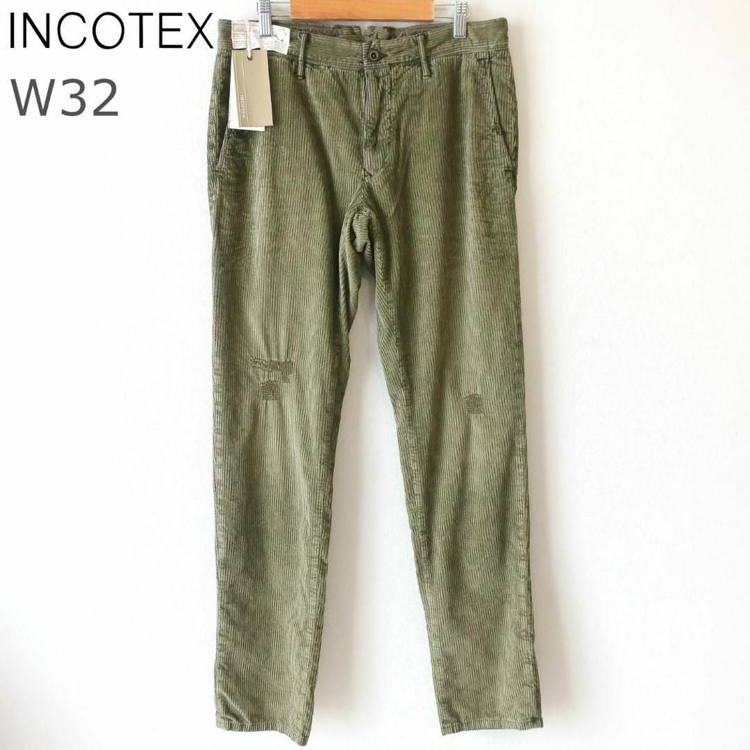 新品 INCOTEX ジーンズ コーデュロイ 1ST603スリム 緑 W32-