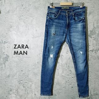 ザラ(ZARA)のZARA MAN スキニー ダメージ ジーンズ デニム EUR42 USA32(デニム/ジーンズ)