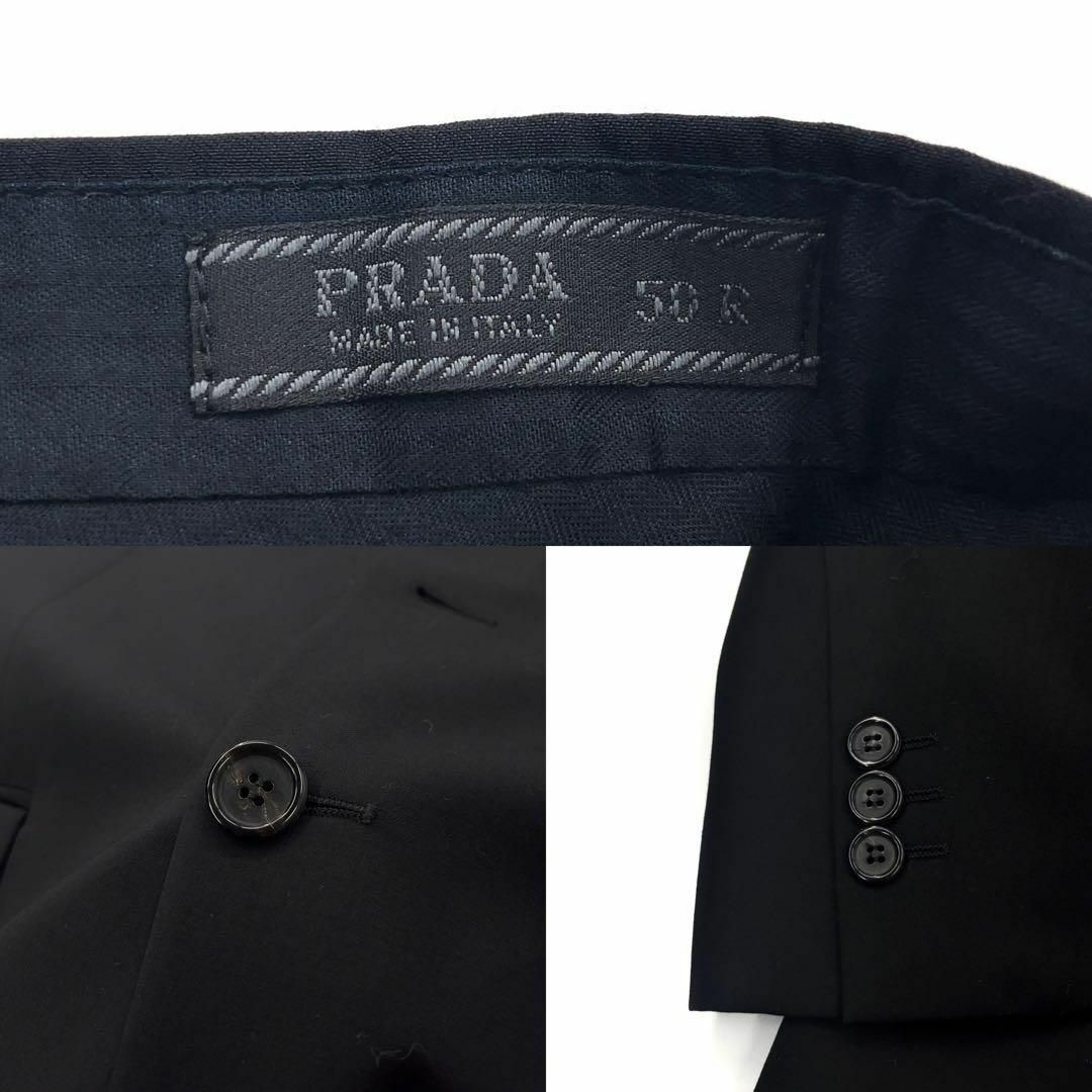 【極美品】PRADA プラダ　スーツ　セットアップ　黒　ウール　50R　伊製