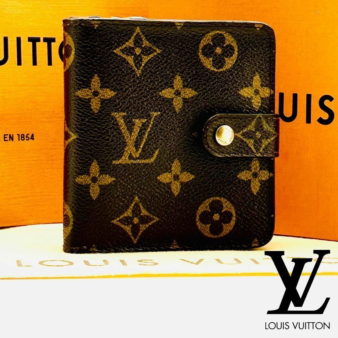 LOUIS VUITTON - 【 美品 】ヴィトン コンパクト ジップ 折り財布 ... 正規品 ルイヴィトン モノグラム コンパクトジップ 折り財布