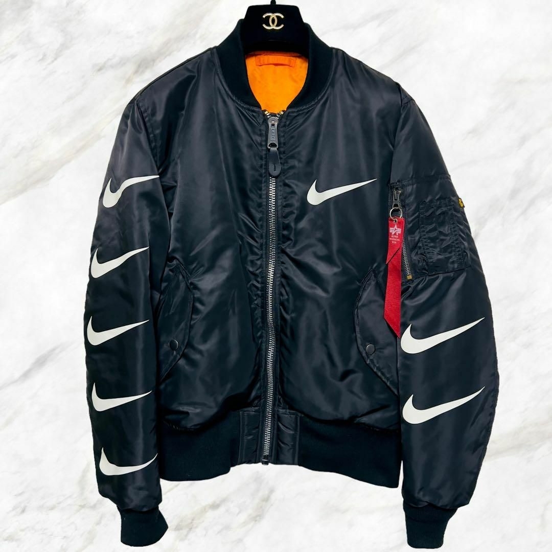 L寸 ALPHA INDUSTRIES NIKE MA-1 フライトジャケット黒-