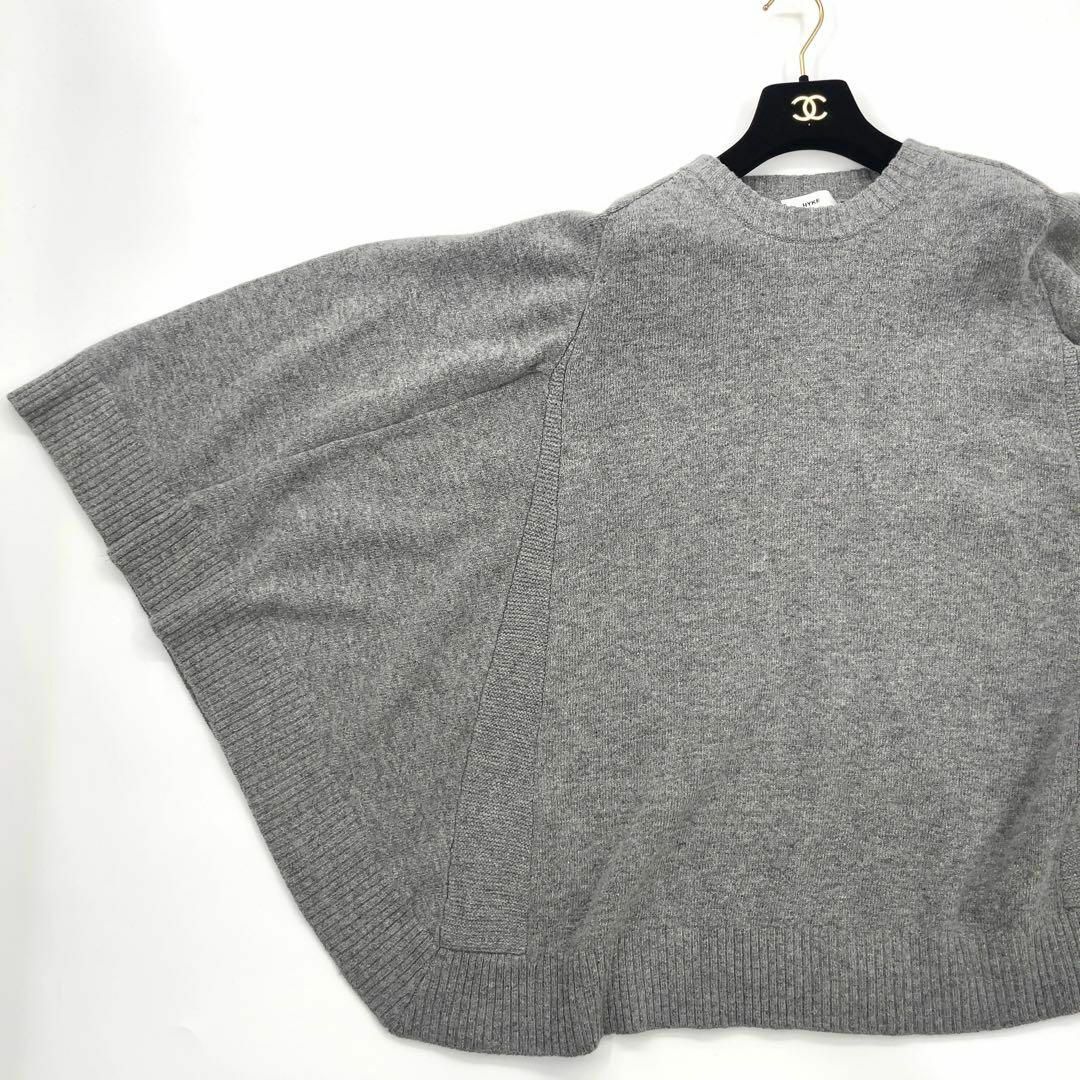 【極美品】HYKE ハイク ポンチョ ケープ ウール グレー M~L