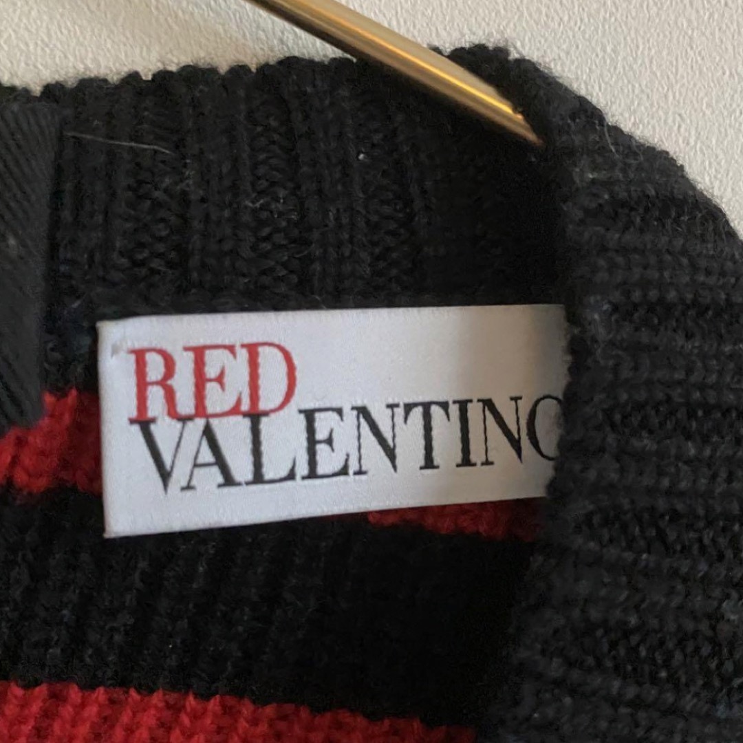RED VALENTINO(レッドヴァレンティノ)のRED VALENTINO 3wayボーダーニットカーディガン プルオーバー 黒 レディースのトップス(ニット/セーター)の商品写真