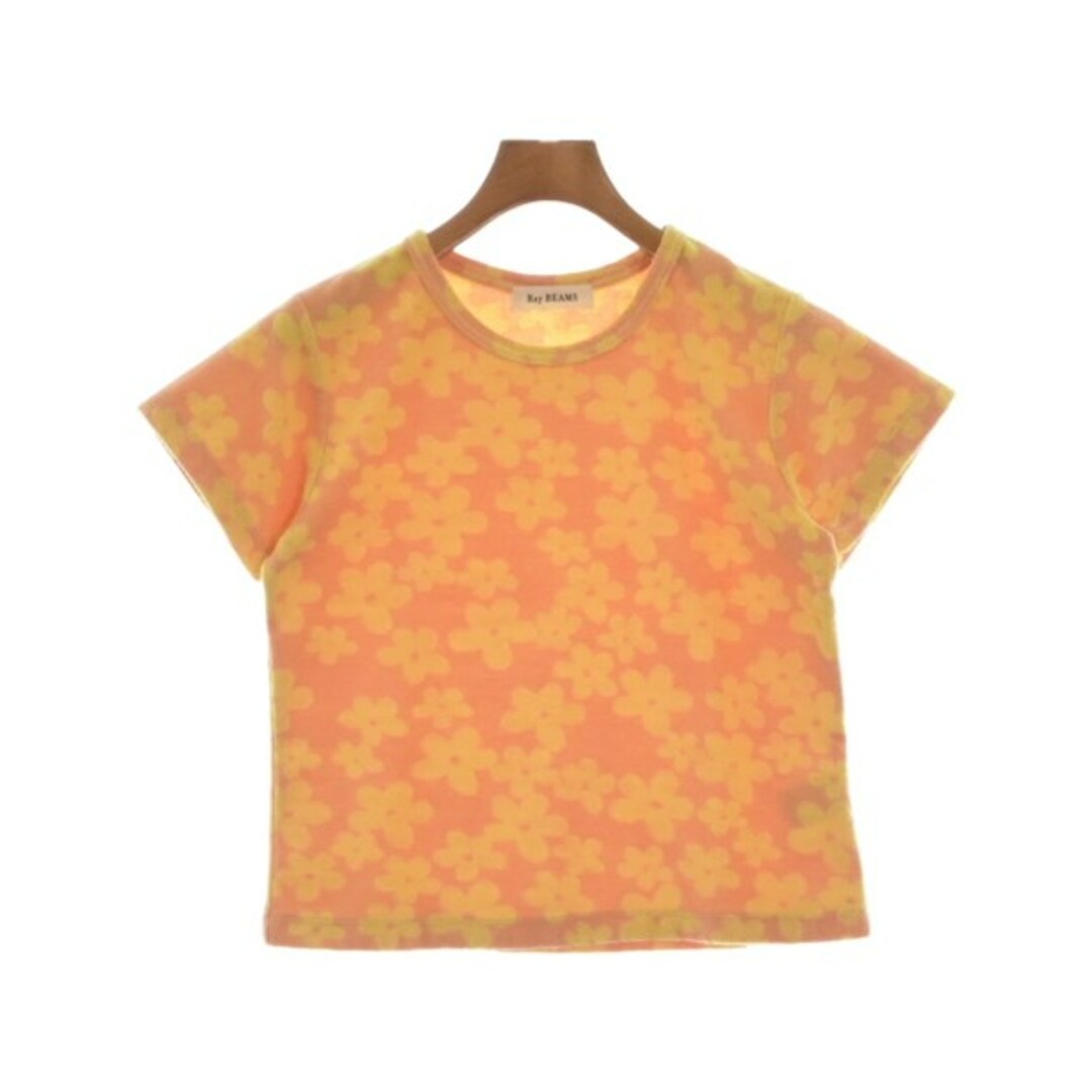 Ray BEAMS(レイビームス)のRay Beams Tシャツ・カットソー -(M位) オレンジx黄(花柄) 【古着】【中古】 レディースのトップス(カットソー(半袖/袖なし))の商品写真