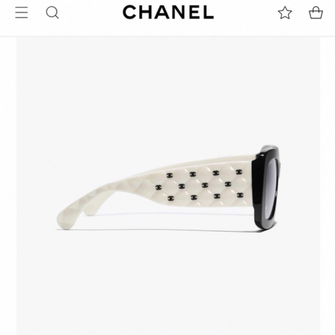 CHANEL(シャネル)のCHANEL CCマーク × マトラッセ サングラス ホワイト ブラック ココ レディースのファッション小物(サングラス/メガネ)の商品写真