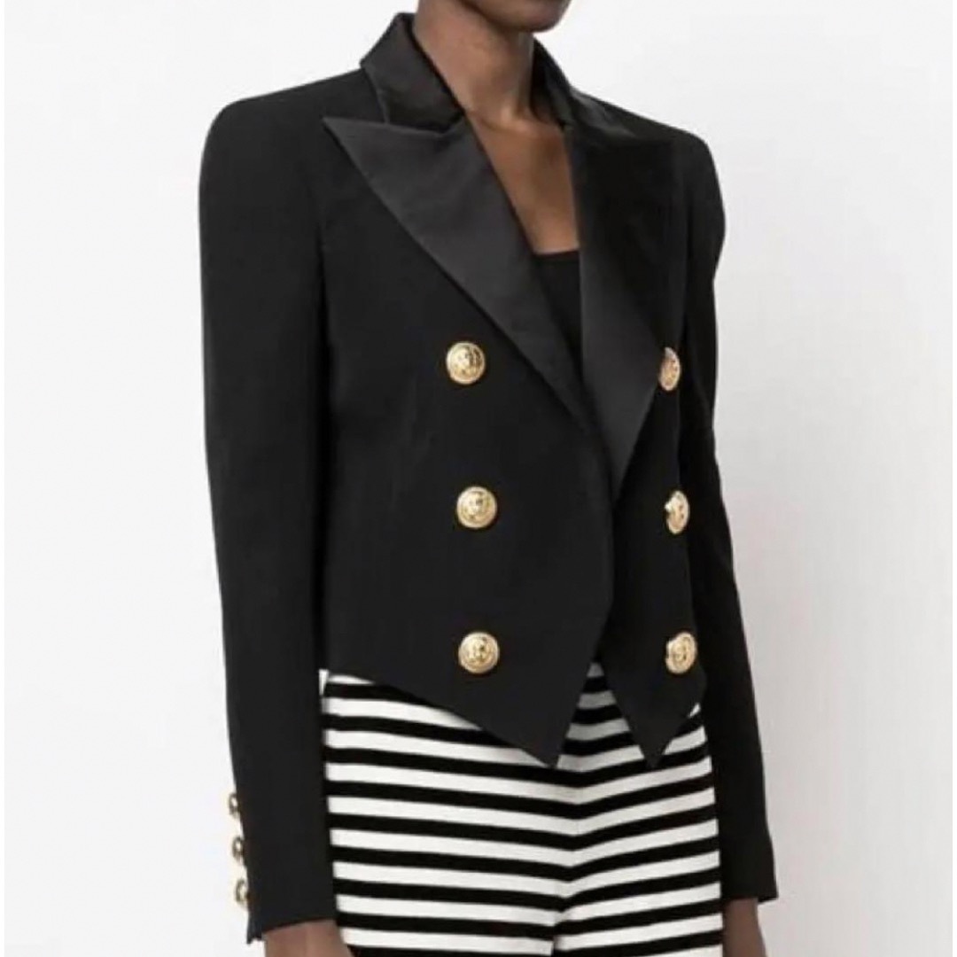 BALMAIN - BALMAIN ダブル テーラードジャケット 36 ブラック BALMAIN - BALMAIN ダブル テーラードジャケット 36 ブラック