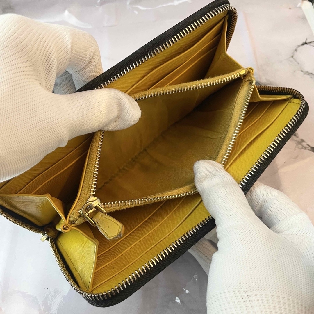 PRADA - 超美品 PRADA プラダ サフィアーノ ラウンドジップ 長財布 黒