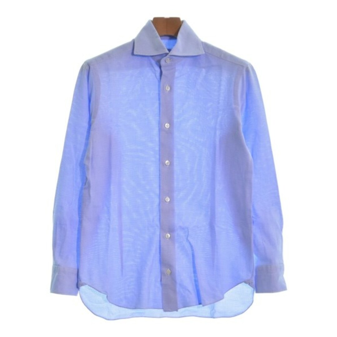 ボタン袖丈BARBA バルバ ドレスシャツ 38(S位) 青x白