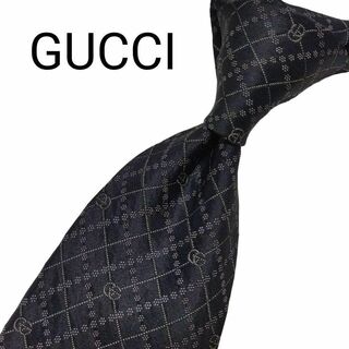 グッチ(Gucci)の【イタリア製】グッチ ネクタイ ブラック GG柄 マーモント 高級【イタリア製】(ネクタイ)