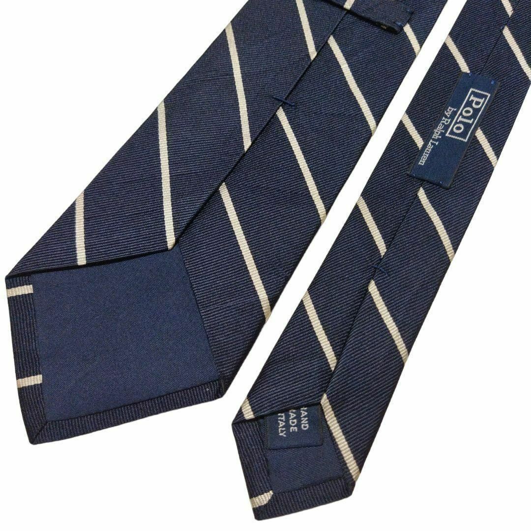 【イタリア製】ポロバイラルフローレン ネクタイ ネイビー 濃紺 ストライプ 高級 メンズのファッション小物(ネクタイ)の商品写真