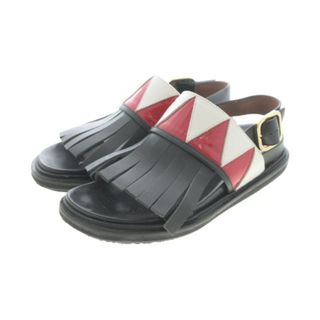 マルニ(Marni)のMARNI マルニ サンダル -(21.5cm位) 黒x赤x白 【古着】【中古】(サンダル)