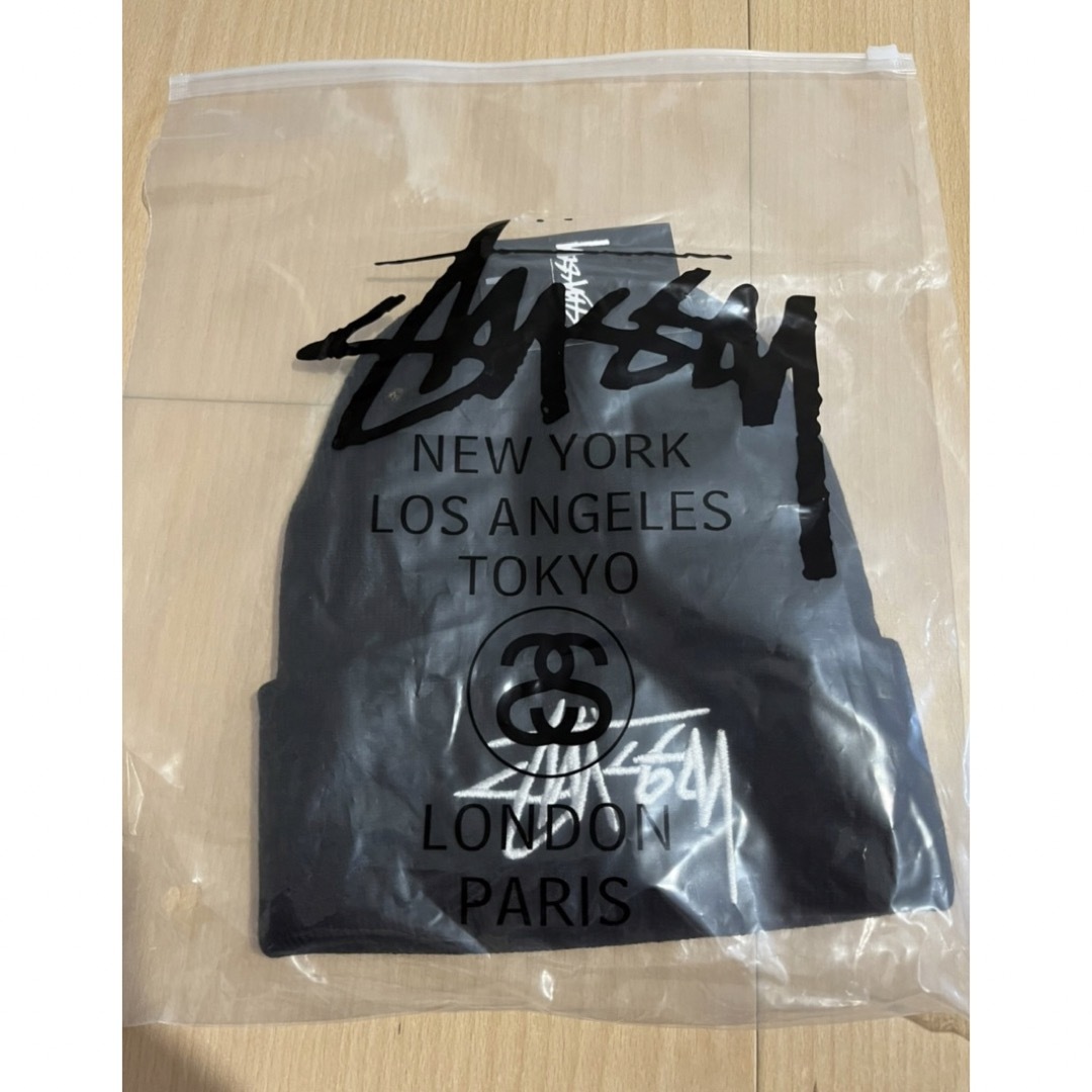 stussy ‼️ステューシー　ニット帽　ストリート　ロゴ　ブラック メンズの帽子(ニット帽/ビーニー)の商品写真