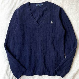 ポロラルフローレン(POLO RALPH LAUREN)のポロラルフローレン ケーブルニット セーター ネイビー  羊毛 カシミヤ(ニット/セーター)