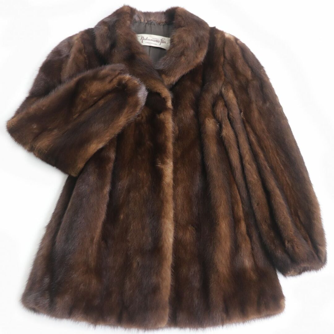 約36cm袖丈毛並み極美品☆Nakamura Fur　ナカムラファー　MINK　ミンク　本毛皮コート　ブラウン　9号　毛質艶やか・柔らか◎