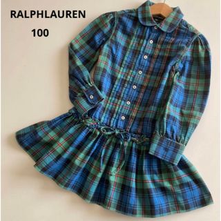 ラルフローレン(Ralph Lauren)のラルフローレン 長袖　チェック　シャツ　ワンピース　フレア　100  秋　冬(ワンピース)