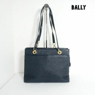 極美品 現行ロゴ BALLY 2way トートバッグ フリンジ レザー ブラック