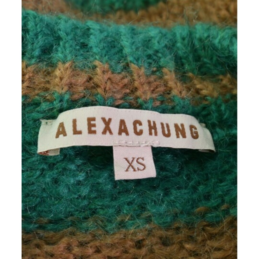 Alexa Chung ニット・セーター XS 緑x茶(ボーダー)