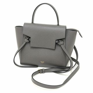 セリーヌ(celine)のセリーヌ CELINE ナノ ベルトバッグ カーフスキン グレー 189003 ミニ ショルダーバッグ  【中古】(メッセンジャーバッグ)