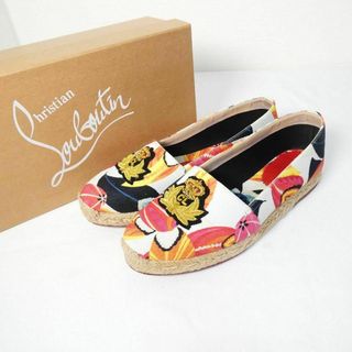 美品 Christian Louboutin 花柄 エスパドリーユ スリッポン