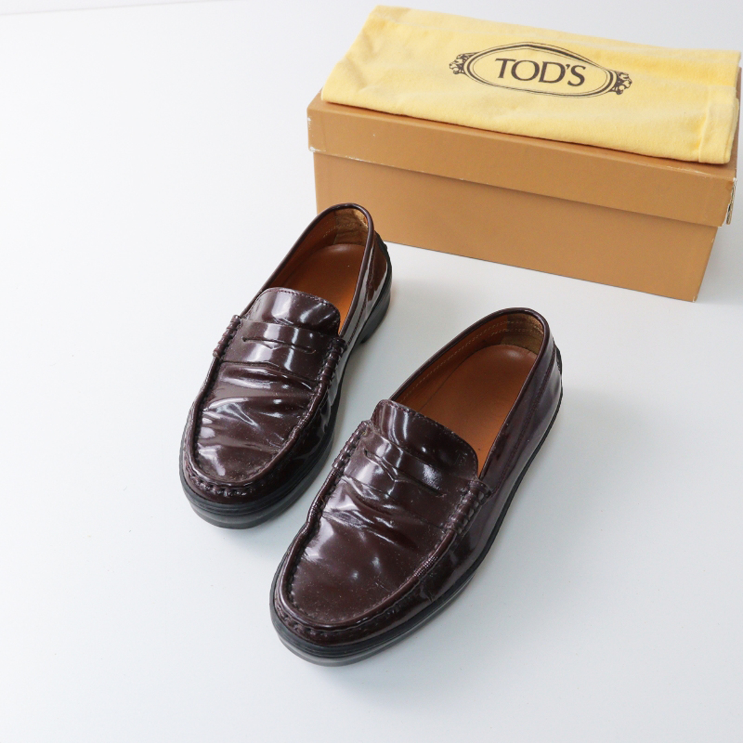 定番 人気アイテム トッズ TOD'S パテントレザー ドライバーシューズ コインローファー 35/ダークブラウン系【2400013556828】 |  フリマアプリ ラクマ