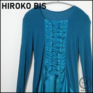 ヒロコビス(HIROKO BIS)のHIROKO BIS 長袖 チュニックワンピース ブザム 切り替え フリル M(チュニック)