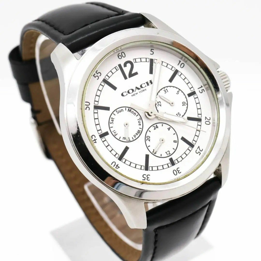 《人気》COACH 腕時計 ホワイト デイデイト メンズ クォーツ レザーqのサムネイル