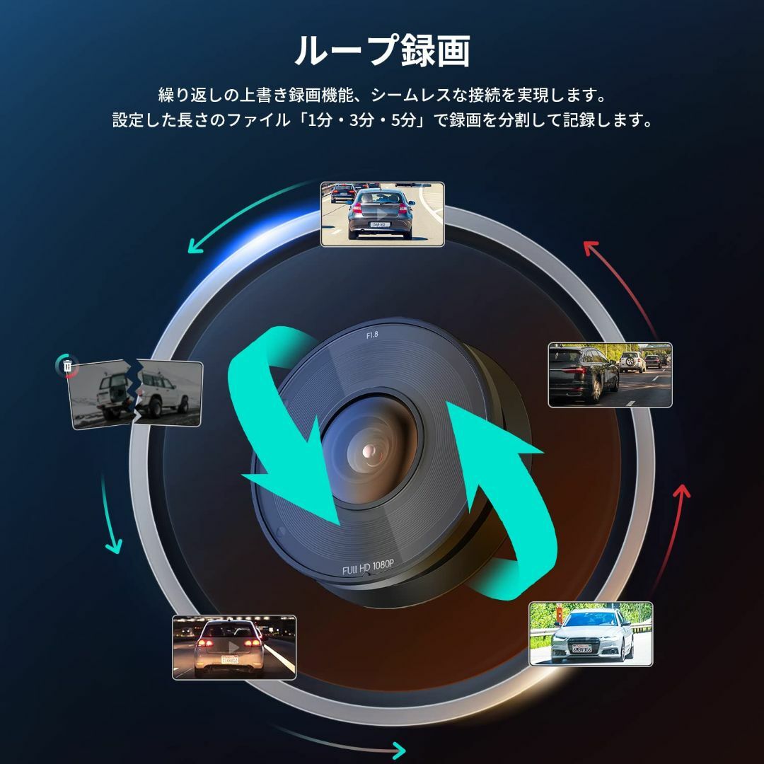 COOAU ドライブレコーダー ドラレコ 超小型 170°広角 2インチ大画面