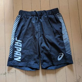 【美品】アシックス ハーフパンツ ウエストゴム ドローコード ロゴ 日本製