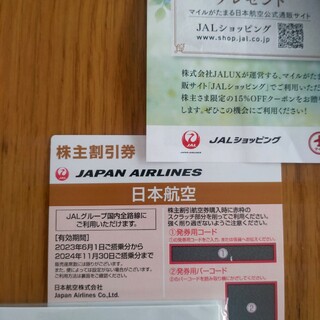 日本航空　JAL 優待割引券　2枚／国内海外旅行商品、ショッピング割引券