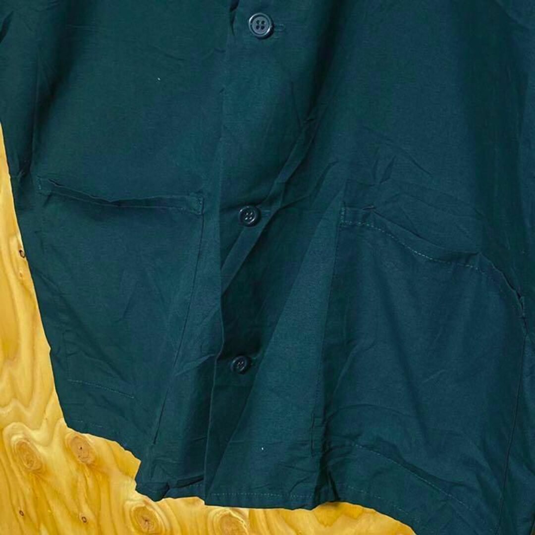 USA 半袖 オープンカラーシャツ 開襟シャツ ポケット付き モスグリーン