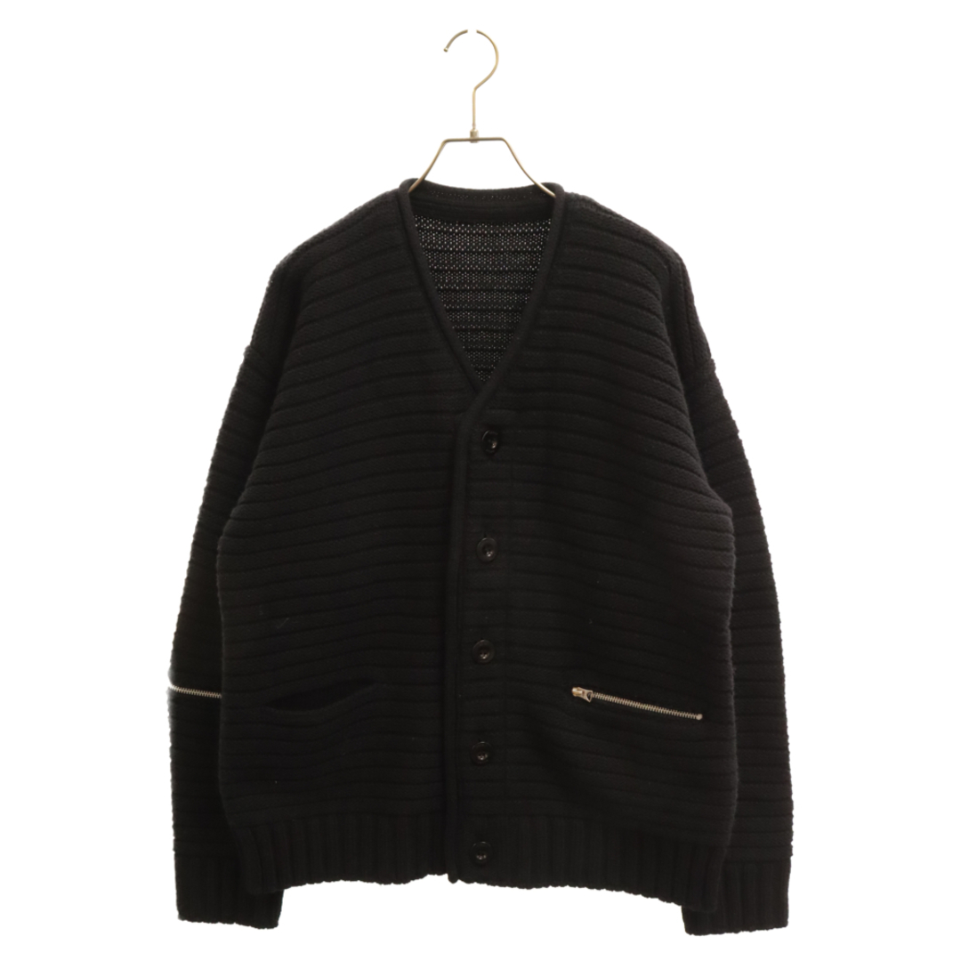 60センチ袖丈Sacai サカイ 21AW Wool Knit Cardigan ウールニットカーディガン ブラック