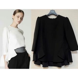 新品　ボーダーズアットバルコニー　BACK RUFFLE TOP ブラック