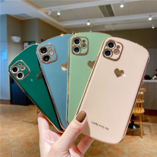 ☆sale☆ハートのiPhoneケース　メッキ風　韓国　かわいい　シンプル(iPhoneケース)