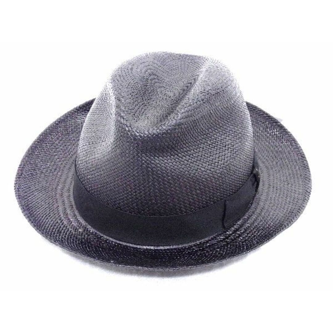 Borsalino(ボルサリーノ)の■新品■未使用■ BORSALINO ボルサリーノ ストロー100％ リボン ハット 帽子 レディース ブラック系 AQ4955  レディースの帽子(その他)の商品写真