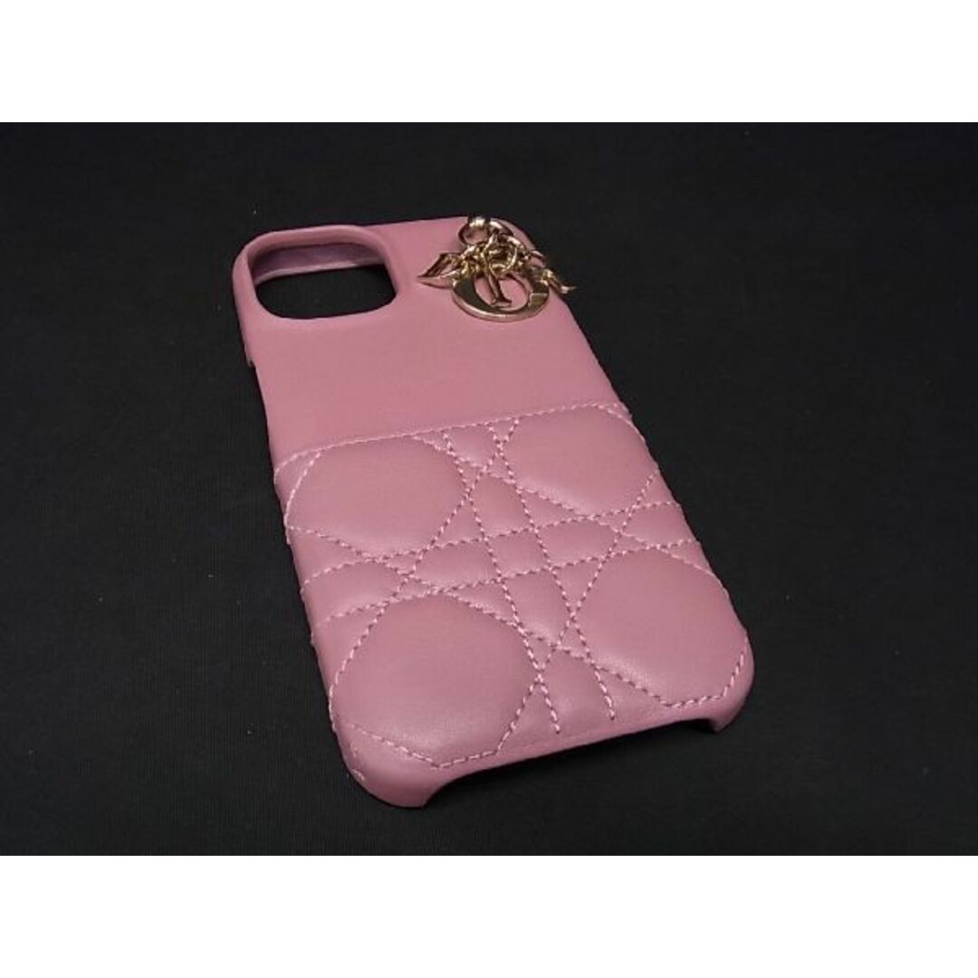 ■美品■ ChristianDior クリスチャンディオール カナージュ レザー iPhone13 対応 アイフォンケース レディース ピンク系 AP8838