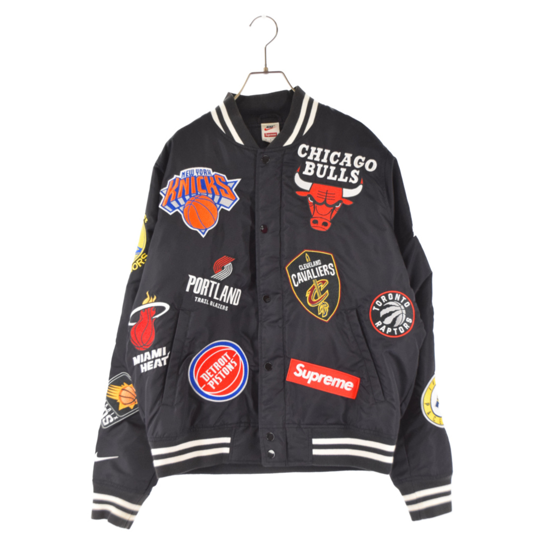 NIKE ナイキ ×18SS supreme NBA Teams Warm-Up Jacket シュプリーム エヌビーエーチーム ウォームアップ ジャケット マルチワッペン ブラック AO3631-010