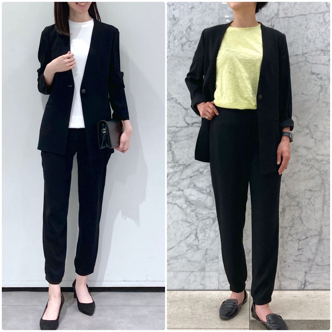 theory 22SS Crepe ウォッシャブル ノーカラージャケット 黒 0 theory 22SS Crepe ウォッシャブル ノーカラージャケット 黒 0