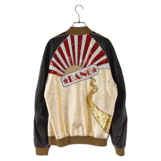 サンローラン(Saint Laurent)のSAINT LAURENT PARIS サンローランパリ 16SS Sequin Teddy Leather Jacket スパンコール テディレザージャケット ゴールド/ブラック 45CP 413840 Y5MRI 2079(フライトジャケット)