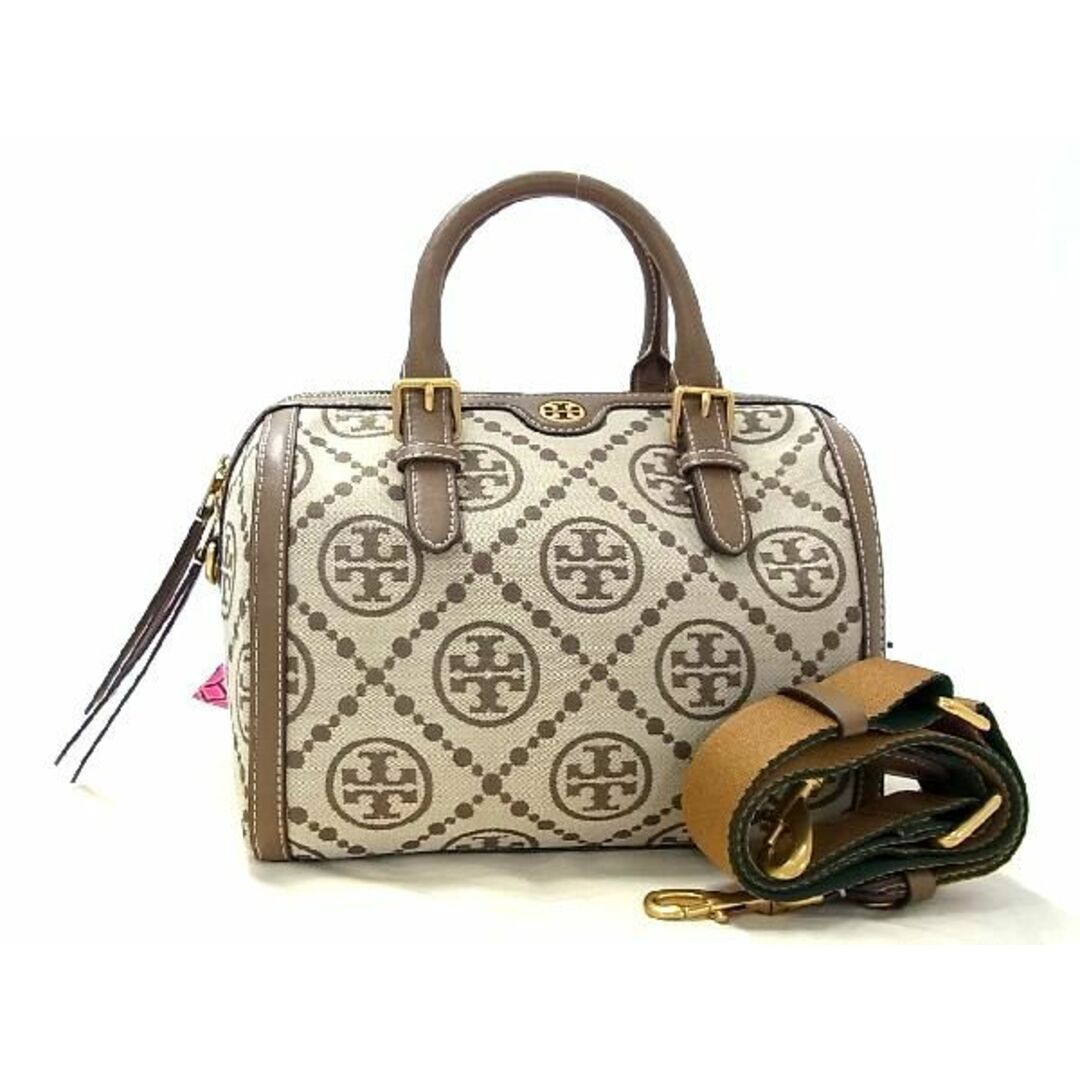 ■新品同様■ TORY BURCH トリーバーチ Tモノグラム ジャガード×レザー 2WAY ハンドバッグ ショルダー ミニボストン ブラウン系  AV0470 | フリマアプリ ラクマ