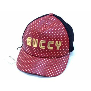 グッチ(Gucci)の■新品同様■ GUCCI グッチ レザー×ナイロン スター キャップ 帽子 サイズ M レディース メンズ ボルドー系×ブラック系 AU0348 (その他)