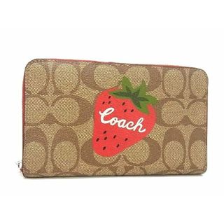 コーチ(COACH)の■新品■未使用■ COACH コーチ CH529 シグネチャー PVC ワイルド ストロベリー ラウンドファスナー 財布 ウォレット ブラウン系 BF3611(財布)