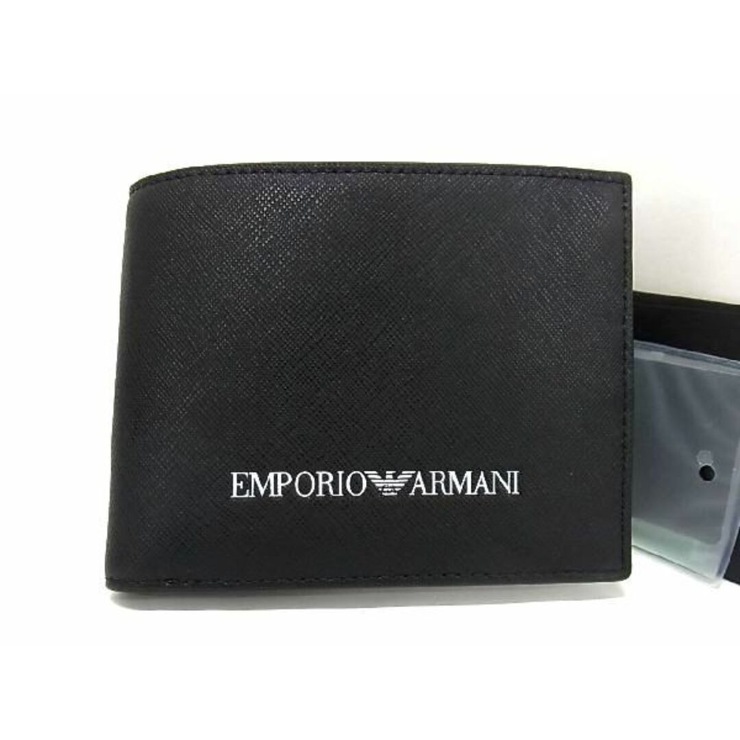 エンポリオアルマーニ　ブラック系　黒　レザー　二つ折り財布　メンズ　新品　未使用